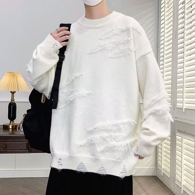 Damen Modischer Grobstrickpullover mit Fransen Echo Archiv