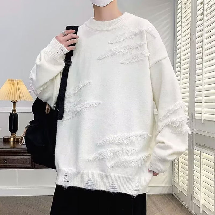 Damen Modischer Grobstrickpullover mit Fransen Echo Archiv