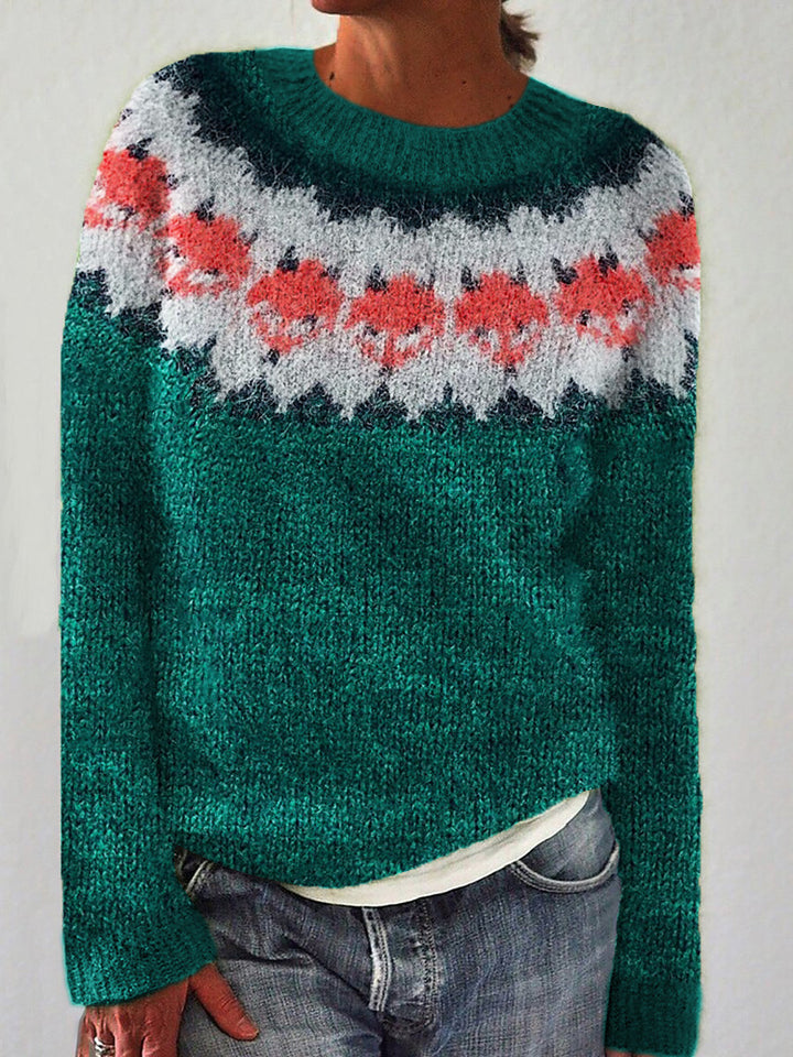 Damen nan Norwegerpullover aus Wollmix mit Rundhalsausschnitt und traditionellem Fair-Isle-Yoke Echo Archiv