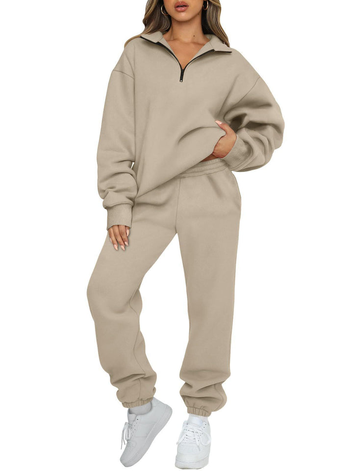 Damen nan lässiges Halbzip-Lounge-Set mit oversized Sweatshirt und taillenhoher Jogginghose Echo Archiv