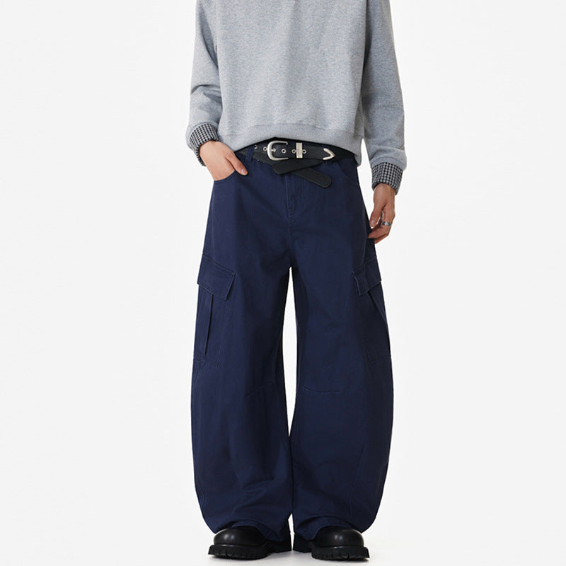 Herren Weite Workwear-Cargo-Palazzohose aus Baumwoll-Canvas mit verstärkten Kniepartien und geräumigen Klappentaschen Echo Archiv