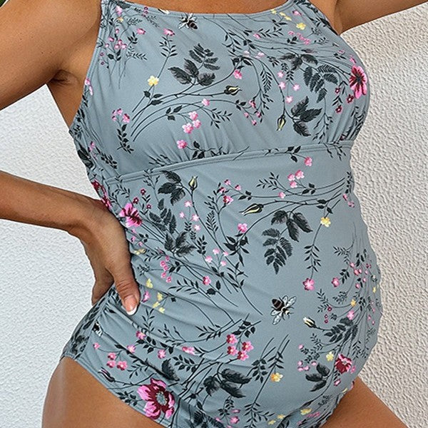 Damen Einteiler Badeanzug mit floralen Rüschendetails und elastischem Design Echo Archiv