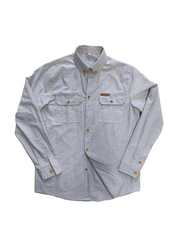 Herren Langarm-Hemd mit robusten Brusttaschen und klassischem Button-Down-Kragen Echoarchiv