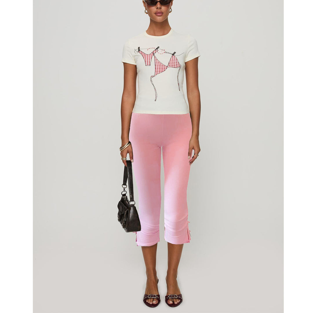 Damen T-Shirt mit kreativem Druck und figurbetontem Schnitt Echo Archiv