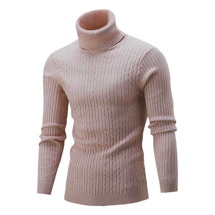 Herren nan gerippter Rollkragenpullover mit Zopfmuster und körpernaher Slim-Fit-Silhouette Echo Archiv