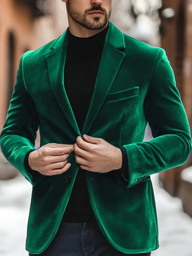 Herren eleganter Samtblazer mit modernem Schnitt Echoarchiv