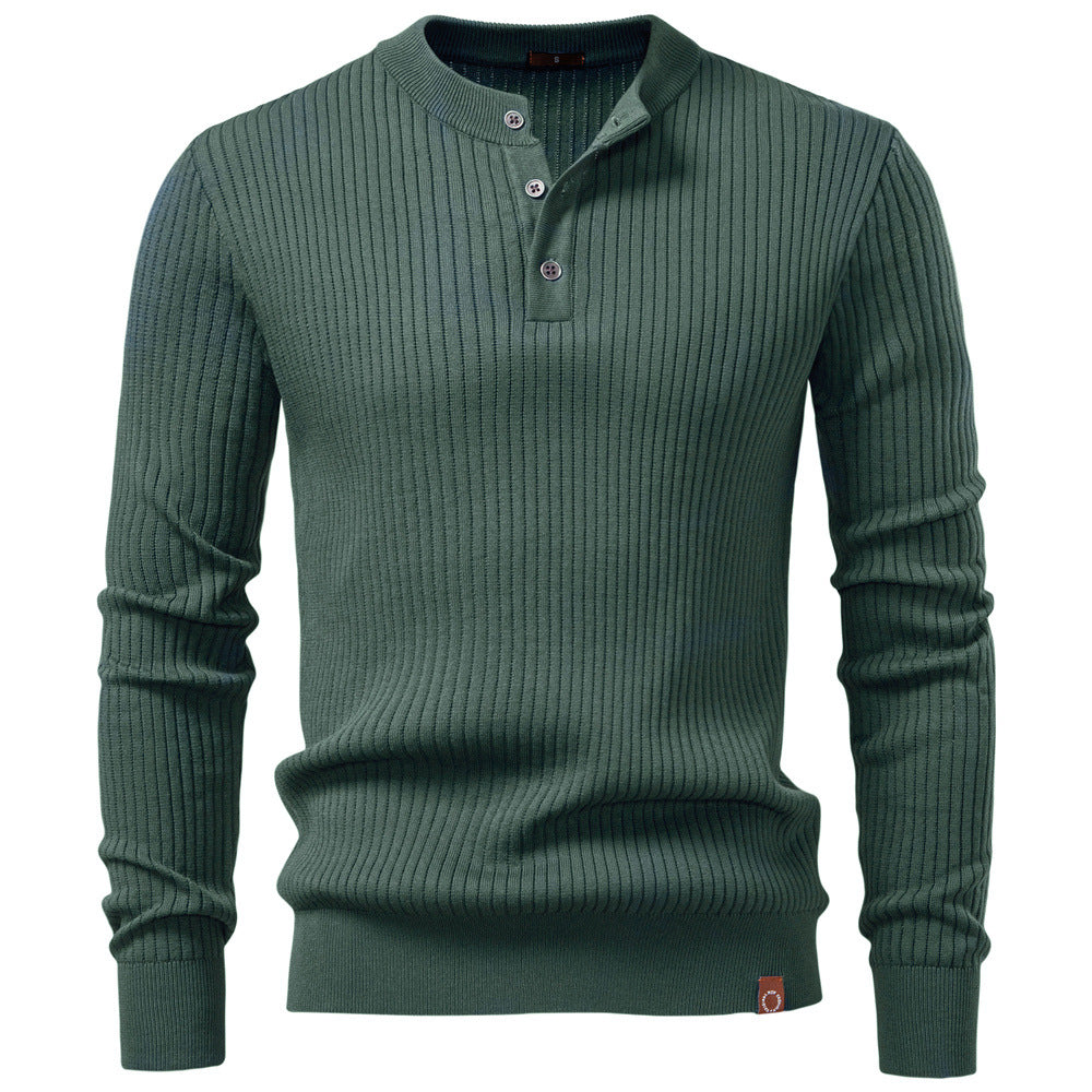 Herren Strickpullover mit feinem Rippenmuster und modischem Knopfdetail Echoarchiv