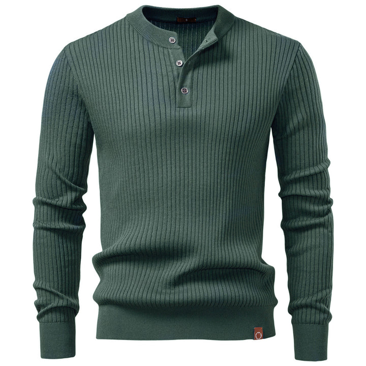 Herren Strickpullover mit feinem Rippenmuster und modischem Knopfdetail Echoarchiv