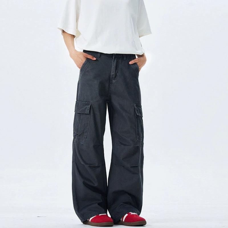 Damen Weitgeschnittene Cargo-Hose mit hoher Taille und aufgesetzten Taschen Echo Archiv