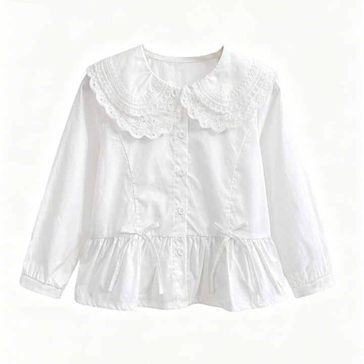 Mädchen elegante Bluse mit Spitzensaum und Rüschendetails Echo Archiv