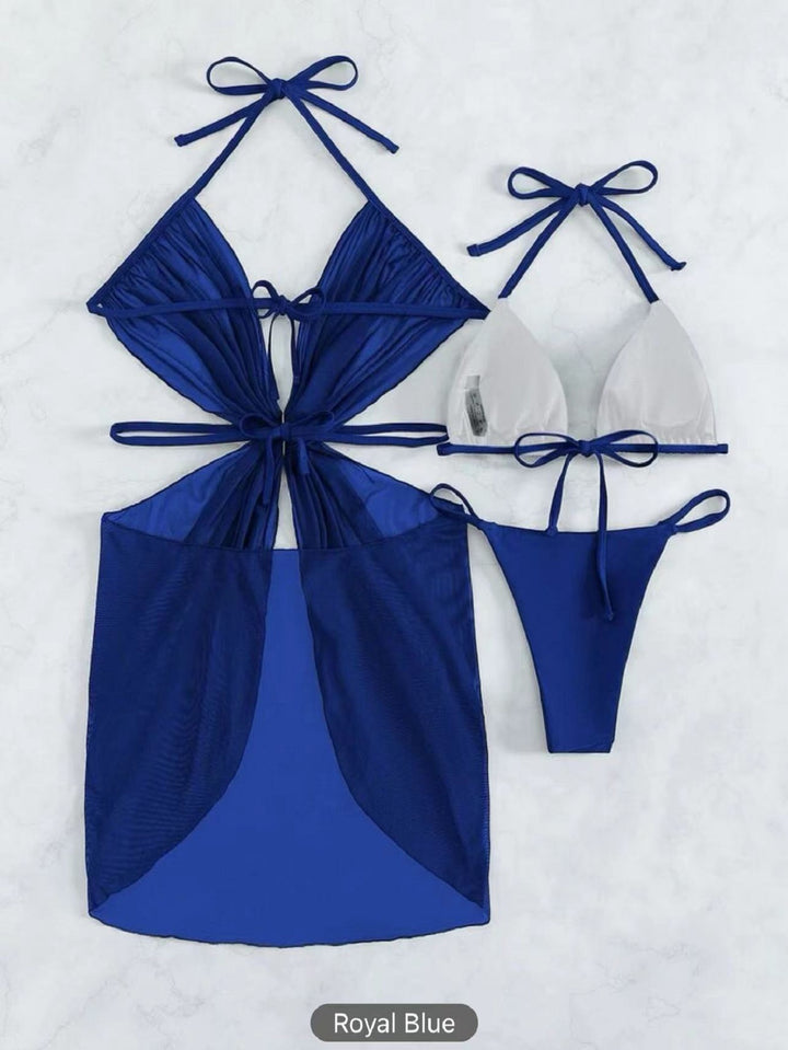 Damen Bikini-Set mit verspieltem Herzdesign und transparentem Überwurf Echo Archiv
