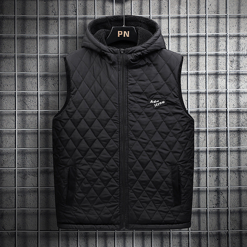 Herren Teddy-Fleece-Weste mit Stehkragen, Reißverschluss und aufgesetzten Taschen – Marzano