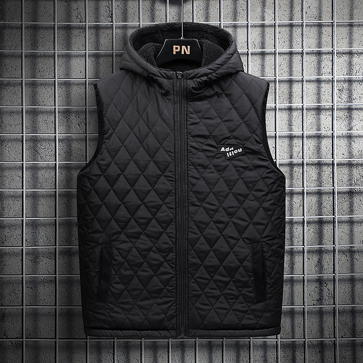Herren Teddy-Fleece-Weste mit Stehkragen, Reißverschluss und aufgesetzten Taschen – Marzano