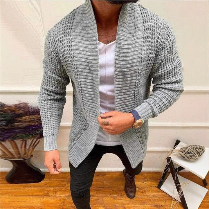 Herren Strickjacke mit offenem Design und breitem Schalkragen Echoarchiv