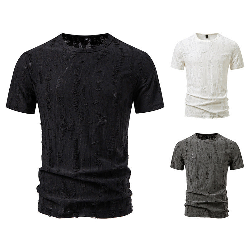 Herren lässiges T-Shirt mit strukturiertem Design und Rundhalsausschnitt Echoarchiv