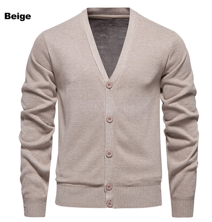 Herren kuschelige Strickjacke mit V-Ausschnitt und Knopfleiste Echoarchiv