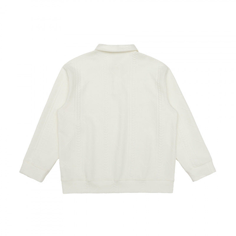 Unisex Poloshirt-Strickpullover mit Zopfmuster, Boxy‑Schnitt und Hemdkragen Echo Archiv