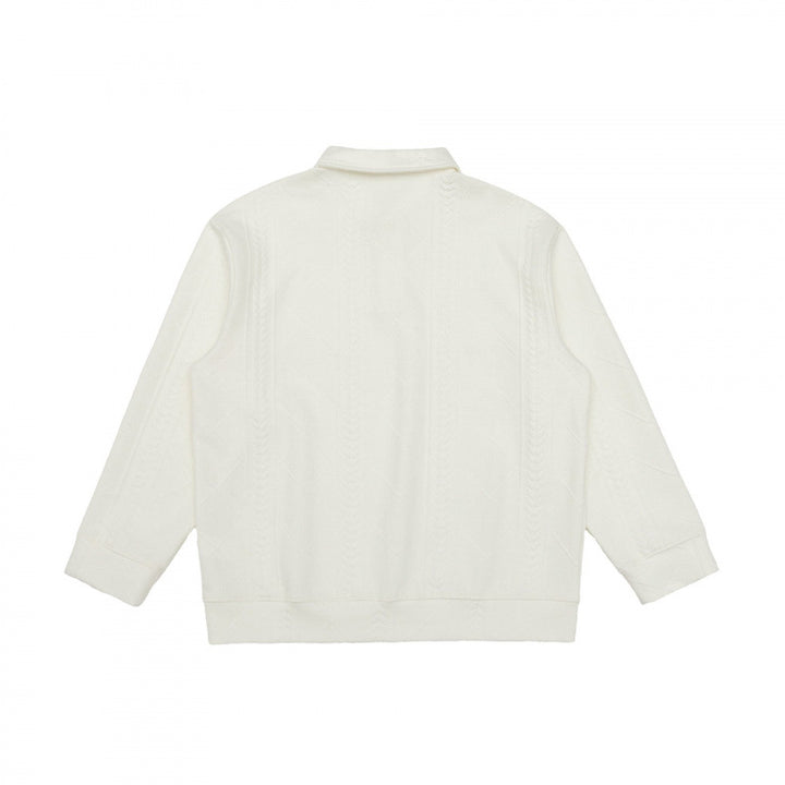 Unisex Poloshirt-Strickpullover mit Zopfmuster, Boxy‑Schnitt und Hemdkragen Echo Archiv