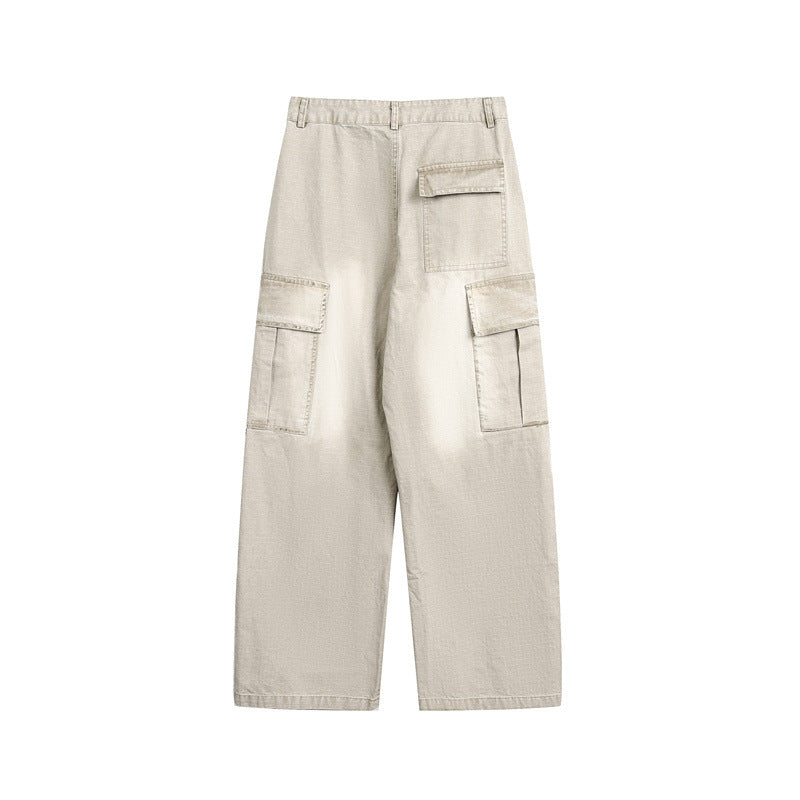 Unisex Weit geschnittene Cargo‑Canvashose mit multifunktionalen Pattentaschen und Used‑Finish Echoarchiv