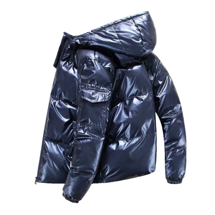 Herren nan glänzende Steppjacke mit Kapuze, wattierter Thermofütterung und wasserabweisender Lackoptik Echo Archiv