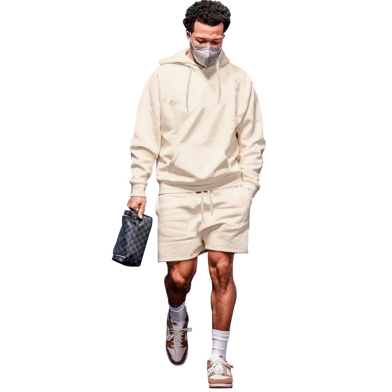 Herren lässiges Hoodie- und Shorts-Set aus atmungsaktivem Material mit praktischen Taschen Echoarchiv