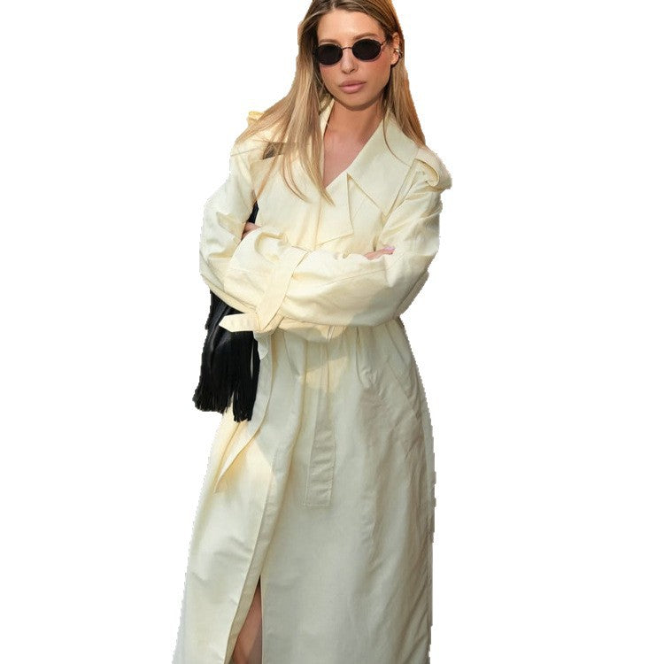 Damen Leichter Long-Trenchcoat mit Oversize-Silhouette, weitem Schalkragen und überlängerten Ärmeln Echoarchiv