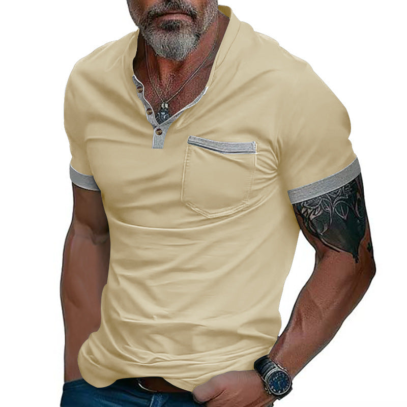 Herren Poloshirt mit modischem Kragen und Brusttasche Echoarchiv