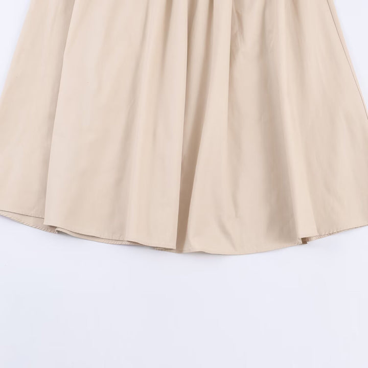 Damen Langärmeliges Hemdblusenkleid mit weitem Faltenrock und Taillengürtel Echo Archiv