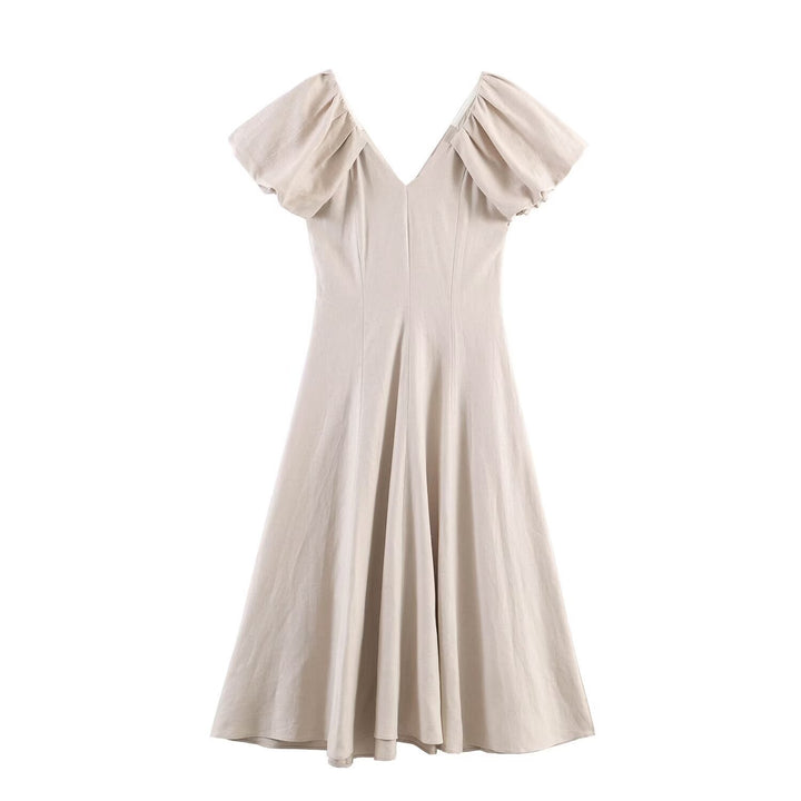 Damen Midi-Kleid mit voluminösen Kurzärmeln und schmeichelndem Schnitt Echo Archiv