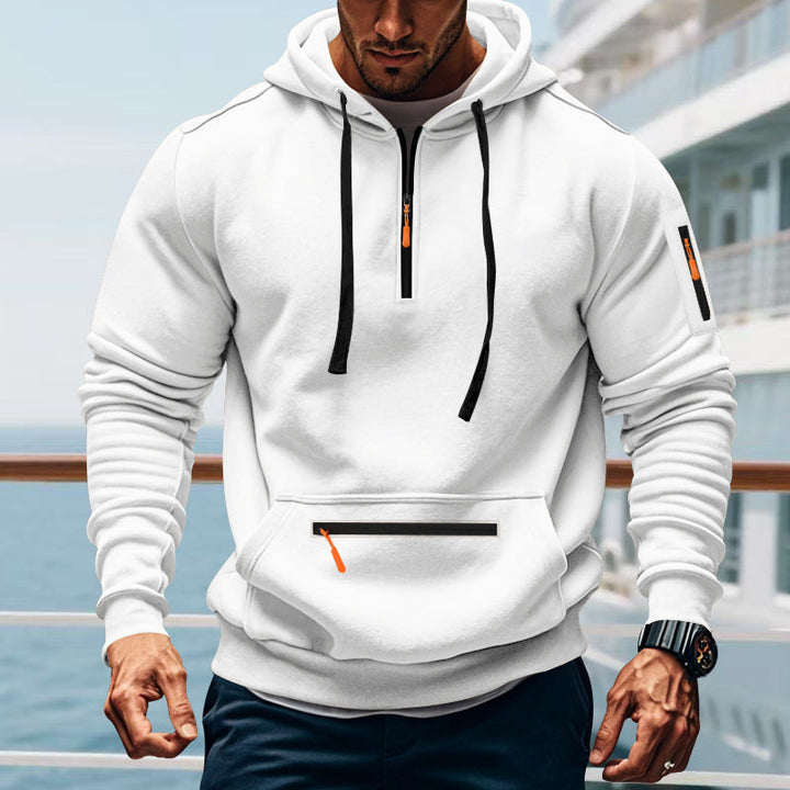 Herren sportlicher Kapuzenpullover mit praktischem Zwei-Wege-Reißverschluss und seitlichen Taschen Echoarchiv