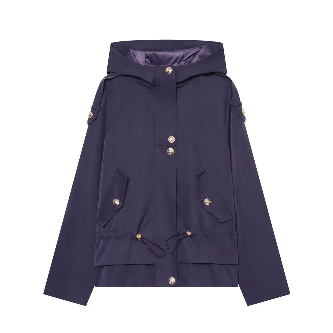 Damen Kurzparka mit Kapuze, Tunnelzug-Taille und Pattentaschen Echoarchiv
