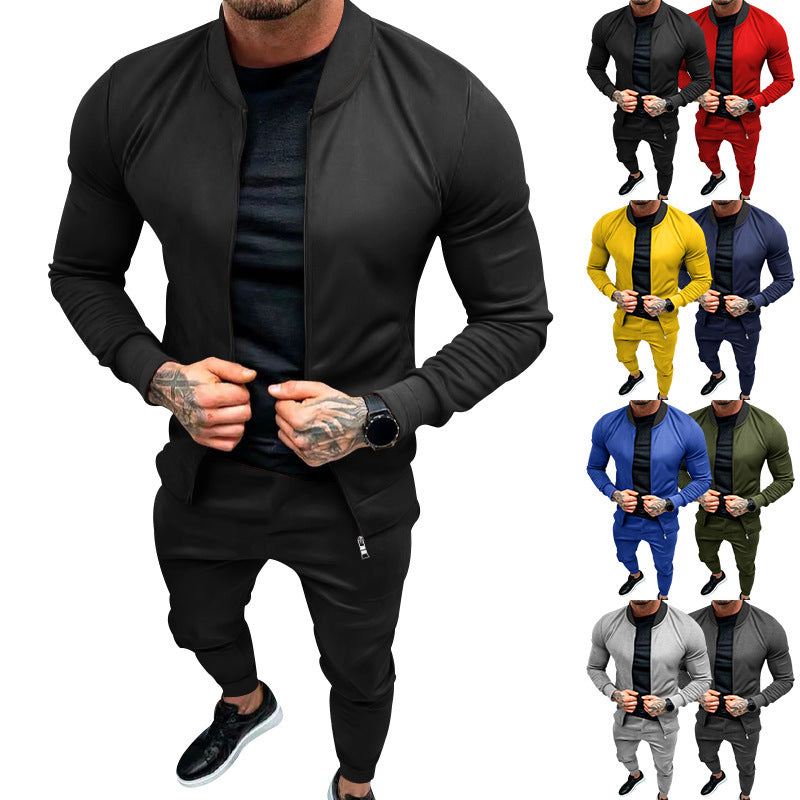 Herren nan sportlicher Freizeit-Trainingsanzug mit taillierter Bomberjacke und konisch zulaufender Jogginghose aus elastischer Baumwollmischung Echo Archiv