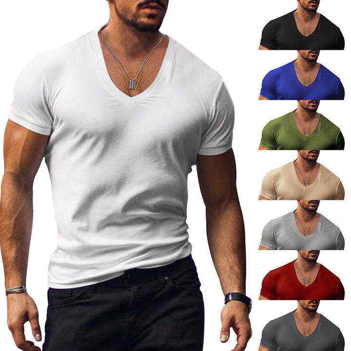 Herren lässiges V-Ausschnitt T-Shirt Echoarchiv