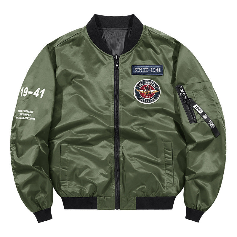 Herren Leichte Nylon-Bomberjacke im Aviator-Style mit Patchdetails und Ärmeltasche Echoarchiv