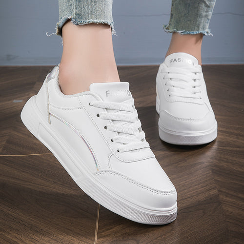 Damen nan niedrig geschnittener Kunstleder Sneaker mit holografischem Fersenbesatz Echo Archiv