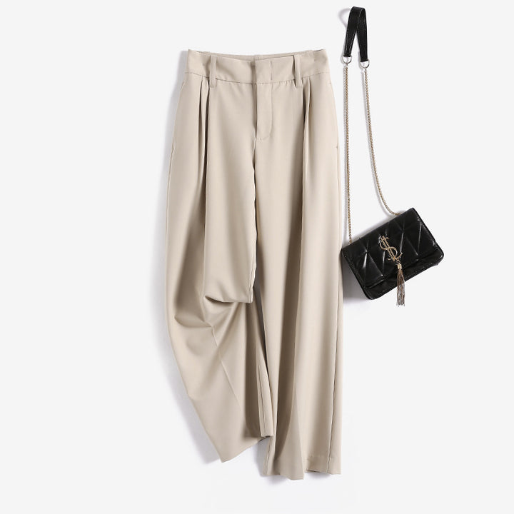 Damen Elegante, hoch taillierte und fließende Stoffhose Echoarchiv