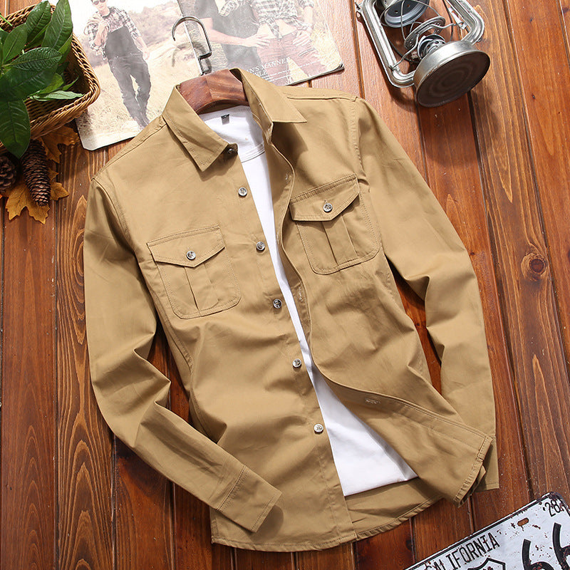 Herren Hemdjacke im Utility‑Look mit aufgesetzten Brusttaschen – Taviero