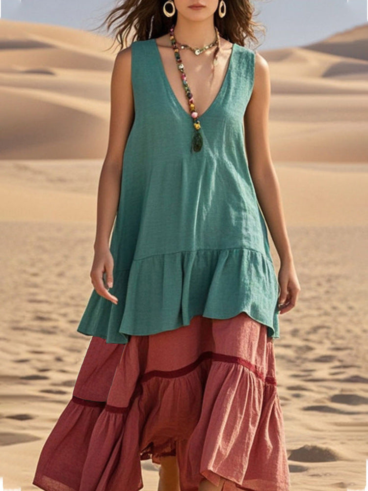 Damen lässiges Maxikleid mit voluminösem Saum Echo Archiv