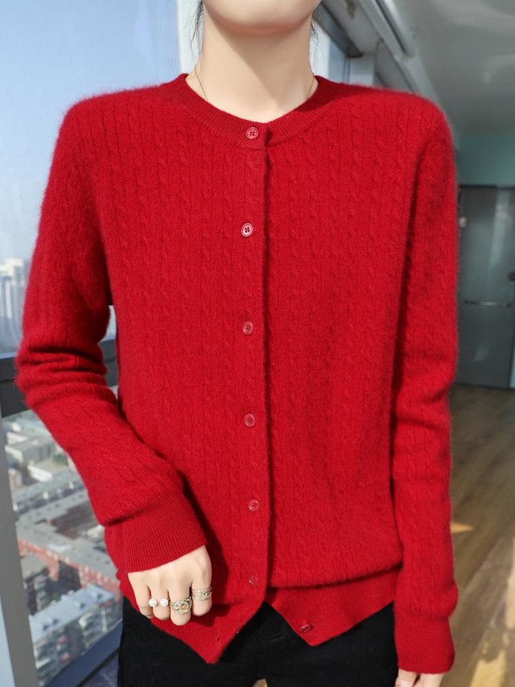 Damen Kurzgeschnitteter Feinstrick-Cardigan mit dezenter Struktur und Rundhalsausschnitt Echoarchiv