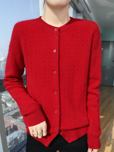 Damen Kurzgeschnitteter Feinstrick-Cardigan mit dezenter Struktur und Rundhalsausschnitt Echoarchiv