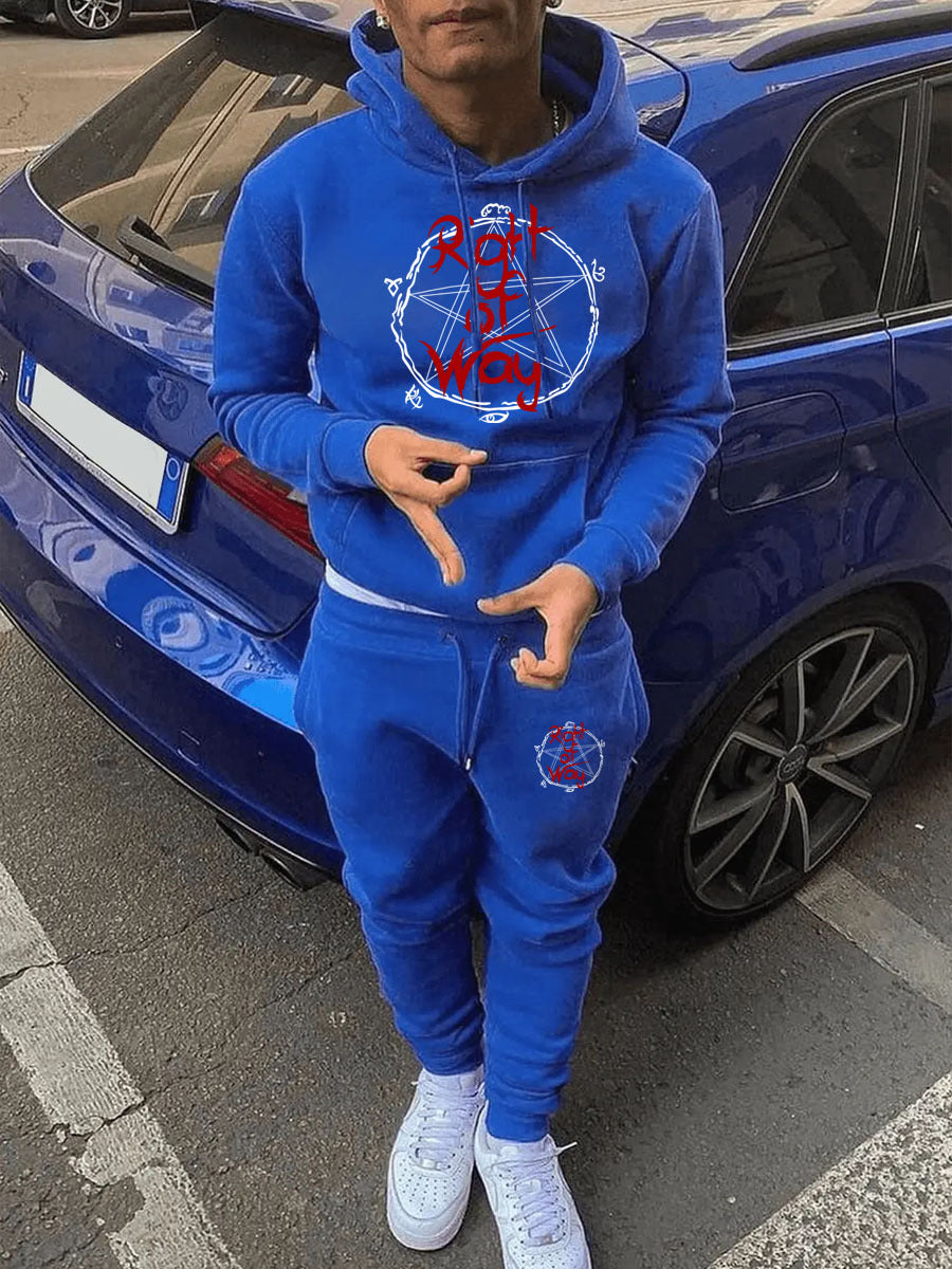 Herren Sportlicher Kapuzenpullover und Jogginghose Set mit einzigartigem Grafikdruck Echoarchiv