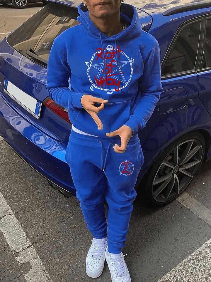 Herren Sportlicher Kapuzenpullover und Jogginghose Set mit einzigartigem Grafikdruck Echoarchiv