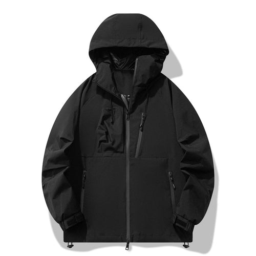 Herren wasserabweisende Outdoor-Jacke mit verstellbarer Kapuze und funktionalen Reißverschlusstaschen Echoarchiv