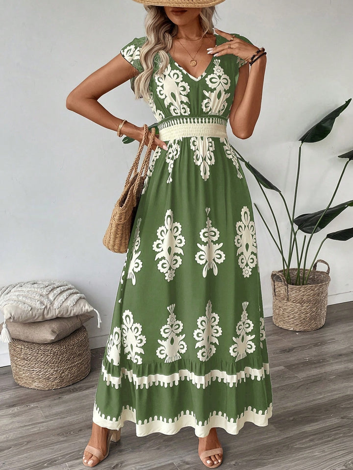 Damen Elegantes Maxikleid mit faszinierendem Musterdruck Echo Archiv