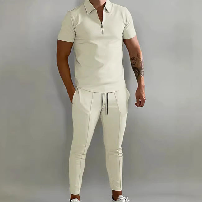 Herren Sportlicher Kurzarm Poloshirt und Hose Set – Cavello