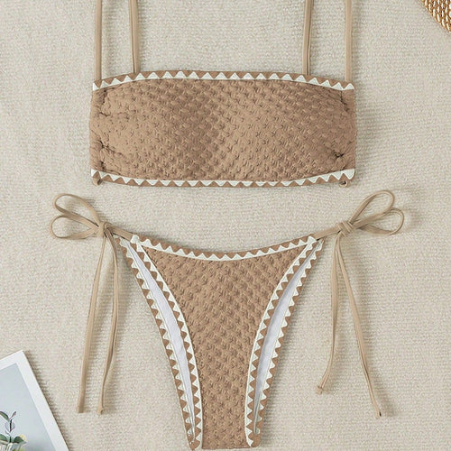 Damen Geripptes Bandeau-Bikinioberteil Echo Archiv