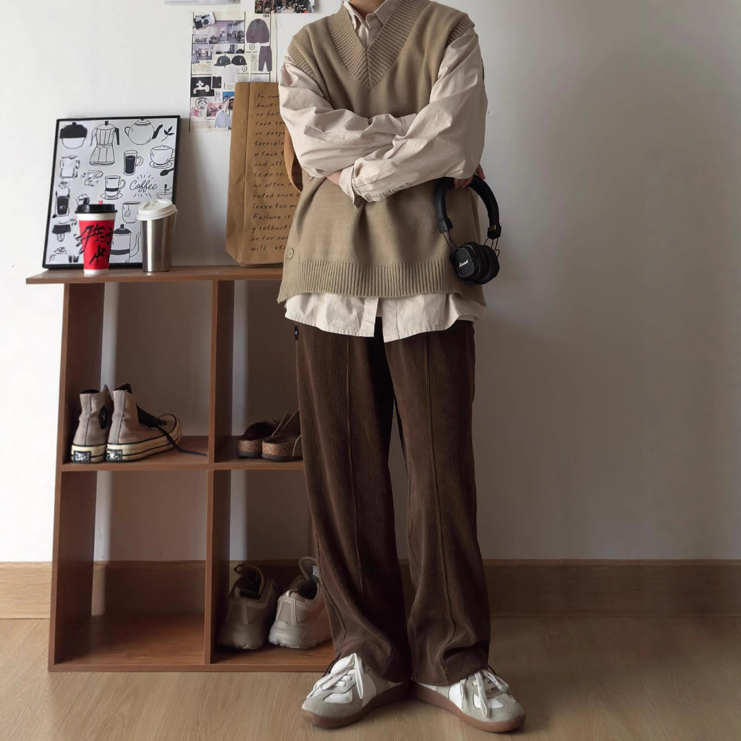 Herren klassischer V-Ausschnitt Strickpullover Echoarchiv