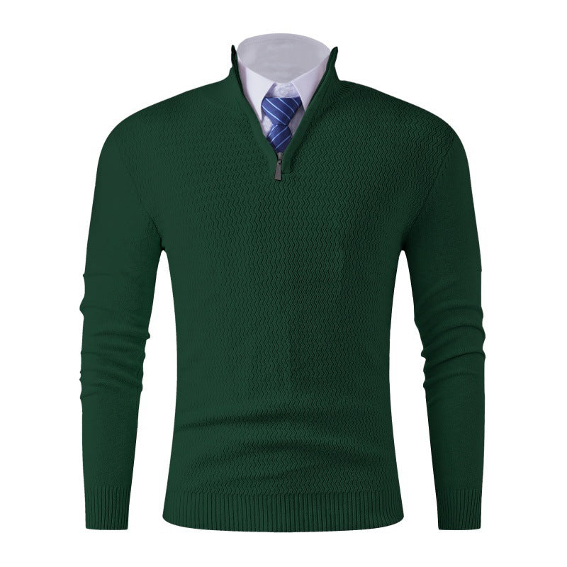 Herren Slim-Fit Feinstrickpullover mit Halbzip und strukturierter Wellenoptik Echo Archiv