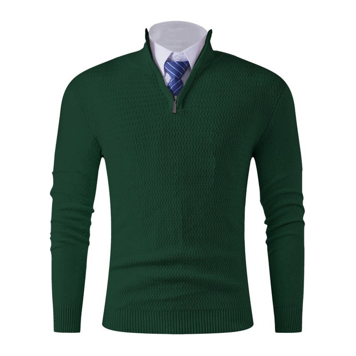 Herren Slim-Fit Feinstrickpullover mit Halbzip und strukturierter Wellenoptik Echo Archiv