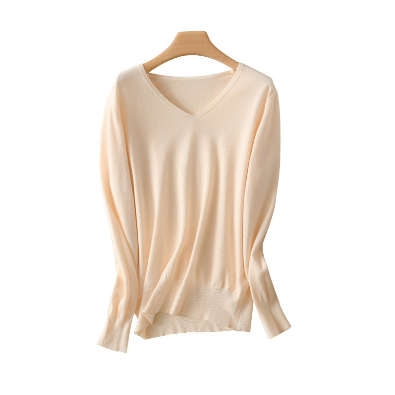 Damen leichter V-Ausschnitt Kaschmir-Look Feinstrickpullover Echoarchiv